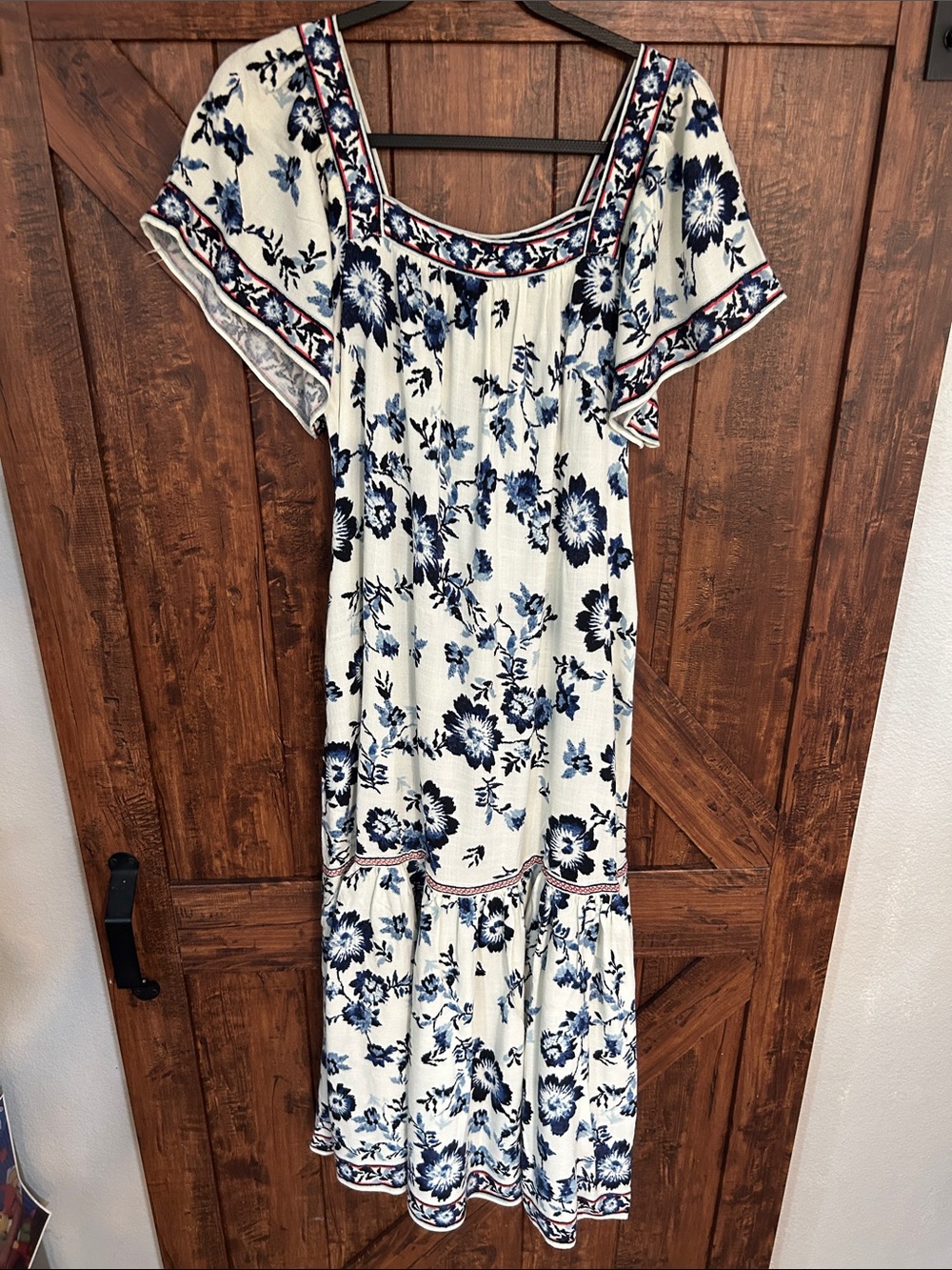Max Studio Cream Dress with Navy Floral Print - Picture 7 of 15